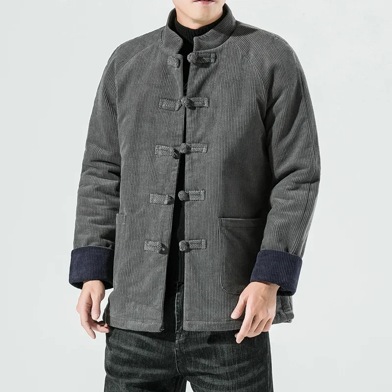 

Chinese Style Thickened Warm Cotton Padded Jacket Retro Chinese Style Tang Costume Cotton Padded Jacket Corduroy Jacket Men