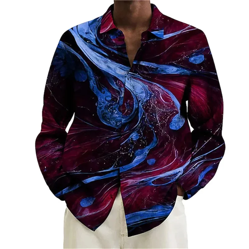 

Men's Shirt Color Block Gradient Graphic Print Long Sleeve Shirt Street Long Sleeve Clothing Fashion Streetwear Designer Casual
