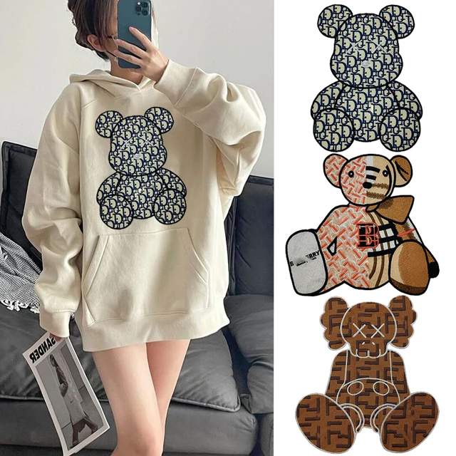 Cartoon Teddy Bear Cloth with Animal Embroidery and Large Patch: A Fashionable Clothing Decoration and Hole Repair