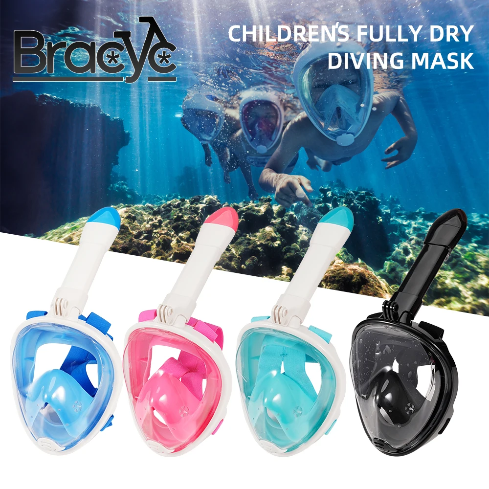 Underwater Snorkeling Full Face Children Swimming Mask Set Scuba Diving Respirator Masks Anti Fog Safe Breathing for Kids Gift