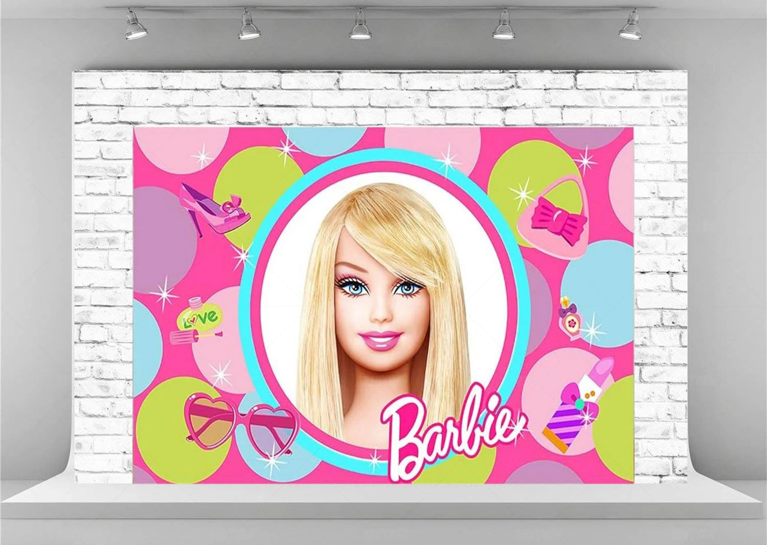 Barbie Pink Birthday Party Party Decoration Background Princess Girl Birthday Banner Cake Table Photography Portrait Photo Props