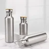 350ML 500 750 Portable Stainless Steel Water Bottle 1000ml Bamboo Lid Sports Flasks Travel Cycling Hiking Camping Bottles BPA 2