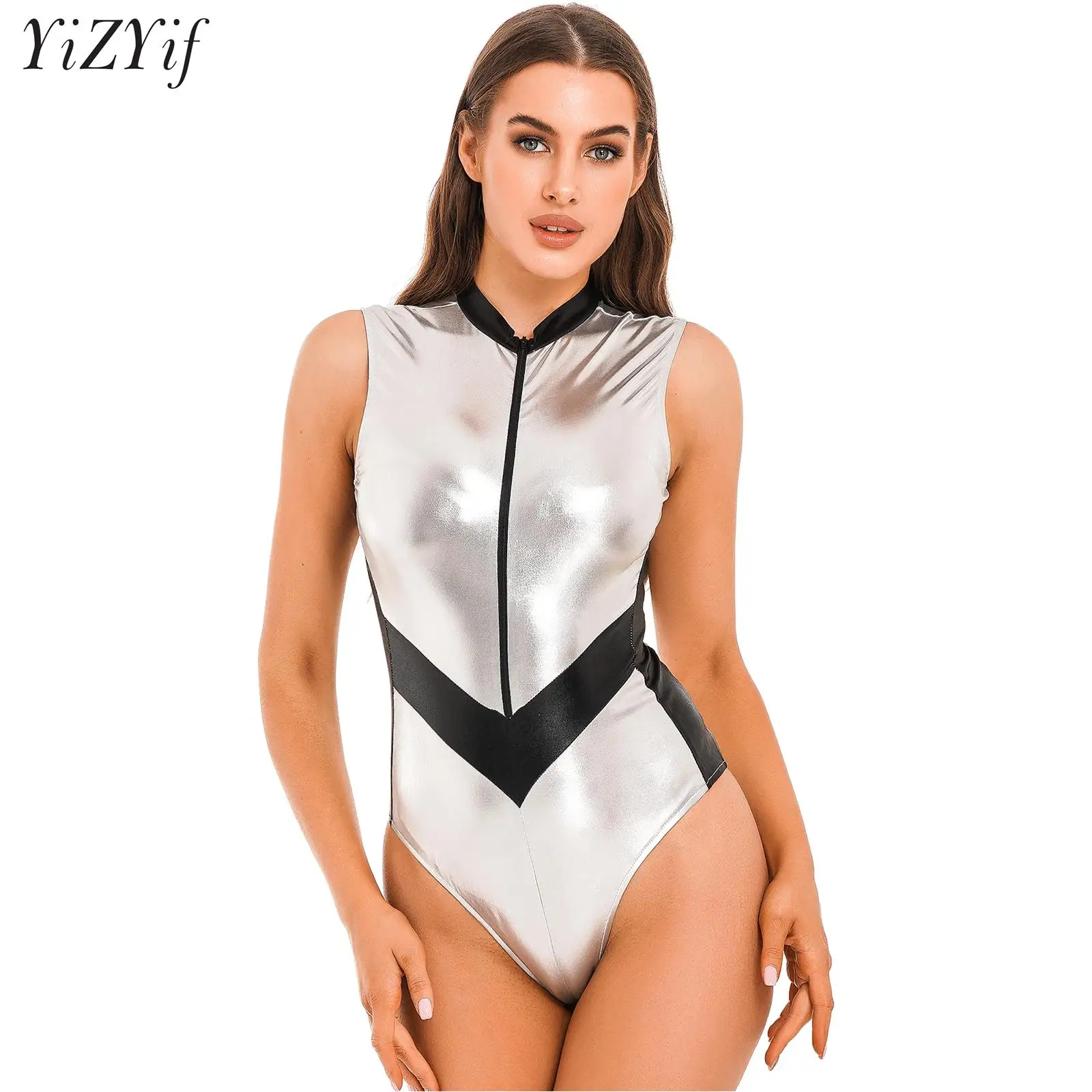 

Women Halloween Astronaut Cosplay Costume Pilot Cosmonaut Role-Play Dress Up Sleeveless Zipper Bodysuit for Space Theme Party