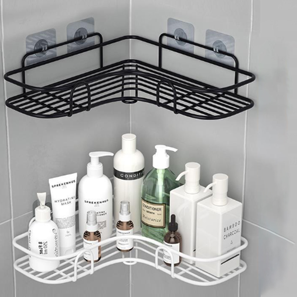 Toilet Storage Rack Bathroom Shelf No-Drill Corner Shelf Shower Wall Mounted Shelf Bracket Bathroom Accessory Organizer Shampoo