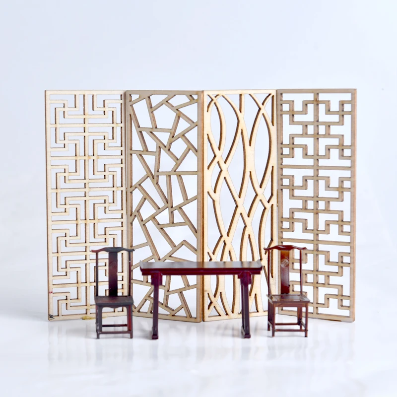 Miniature Wooden Dollhouse Decor with Folding Decorative Door