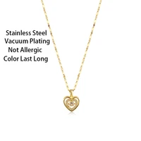 Collier avec pendentif en forme de cœur battant en cristal pour femmes, mode coréenne, chaîne de clavicule en acier inoxydable, bijoux de mariage Sexy 2