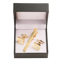 Classic men's French shirts cufflinks tie clip drawing laser metal cuff button clips wedding suits accessories jewelry box gift 6