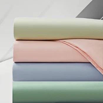 WOSTAR Set lenzuolo piatto estivo in puro cotone 180x200 accogliente camera da letto in 3 pezzi coppia biancheria da letto a 2 posti letto matrimoniale di lusso king size 1