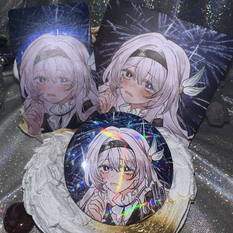 Honkai:Star Rail Aventurine Acheron Black Swan Original 3 Pz/Set Fanworks Square Card + Carta Trasparente + Circle Badge Fans Gifts