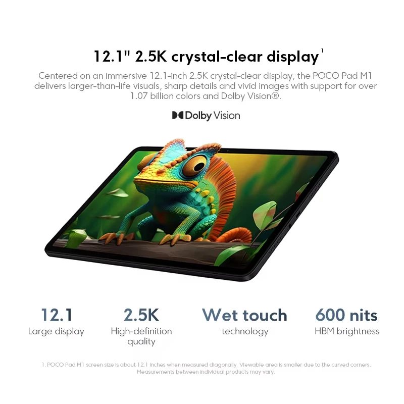 새로운 태블릿 POCO Pad M1 스냅드래곤 7s Gen 4 옥타코어 CPU 글로벌 버전 12.1인치 120Hz 2.5K 디스플레이 쿼드 스피커 12000mAh