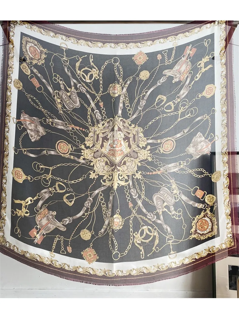 138cm Luxury Brand Twill Silk Scarf Women Square Scarf Design Kerchief Scarves For Ladies Fashion Shawl Echarpe 5