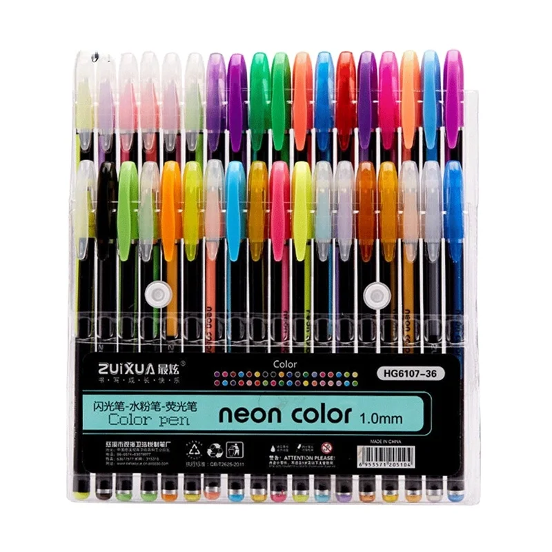 12Pcs/Set Gel Pen Set Glitter Gel Pens For School Office Adult Coloring Book Journals Drawing Doodling Art Markers Promotion Pen