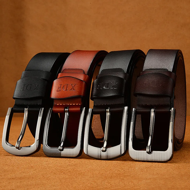 Retro Leather High Quality Buckle Jeans Pin Buckle Man Belts Business Cowboy Casual Male Fashion Designer Belt for Men black men