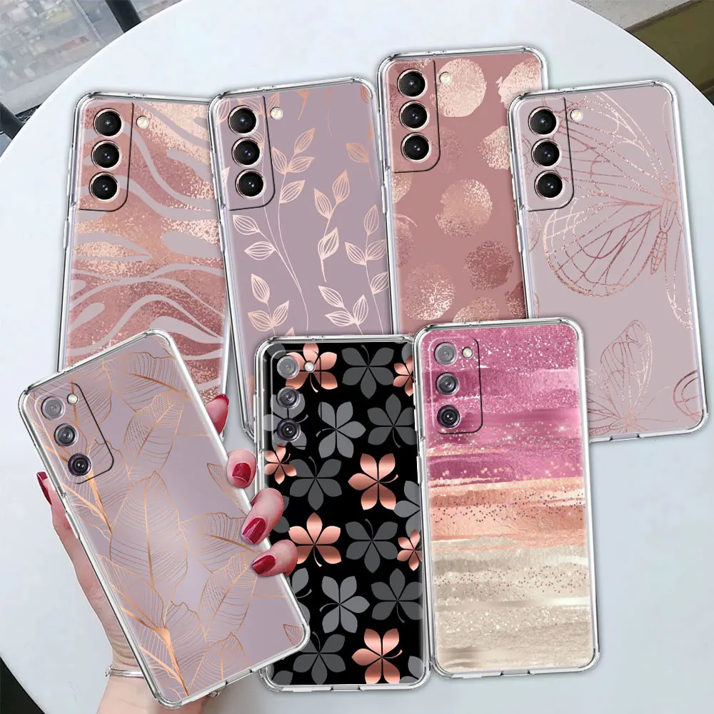 Custodia Morbida Per Samsung Galaxy S22 S22 S21 S20 Ultra Fe S10 S9 Plus Nota 20 10 Plus 9 Telefono Clear Coque Gold Rose Love Hearts