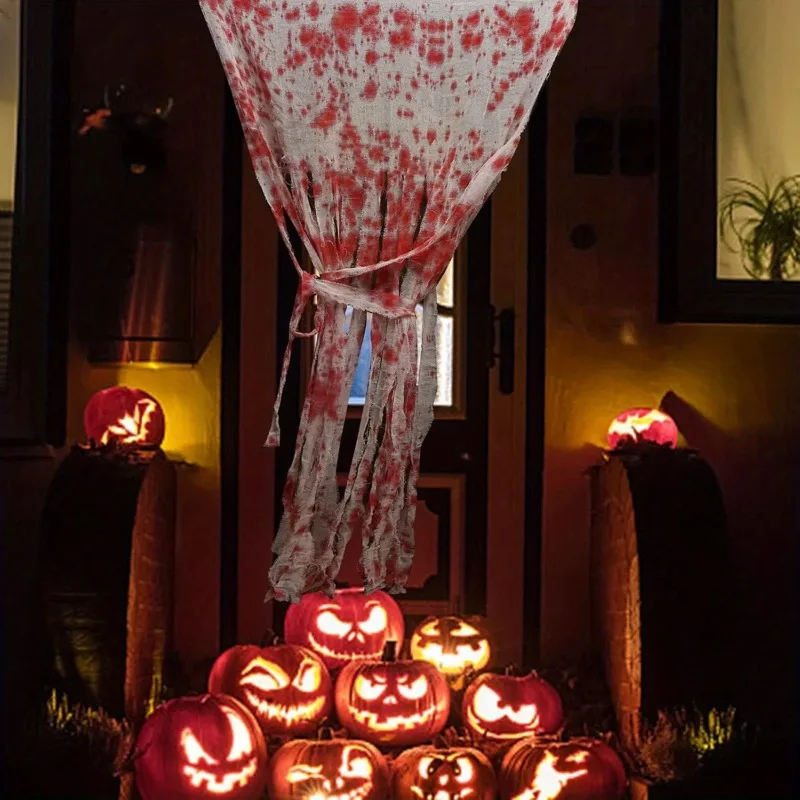 Halloween Blood Handprint Door Curtain Gauze Decoration