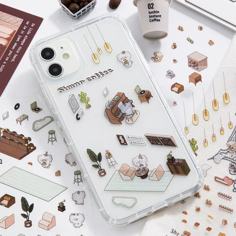 12Pcs 3D House Stickers PET 3D Scene Stickers Free Fusion 3D Miniature Smart Matching Diy Easy Use Sticker Set Suitable