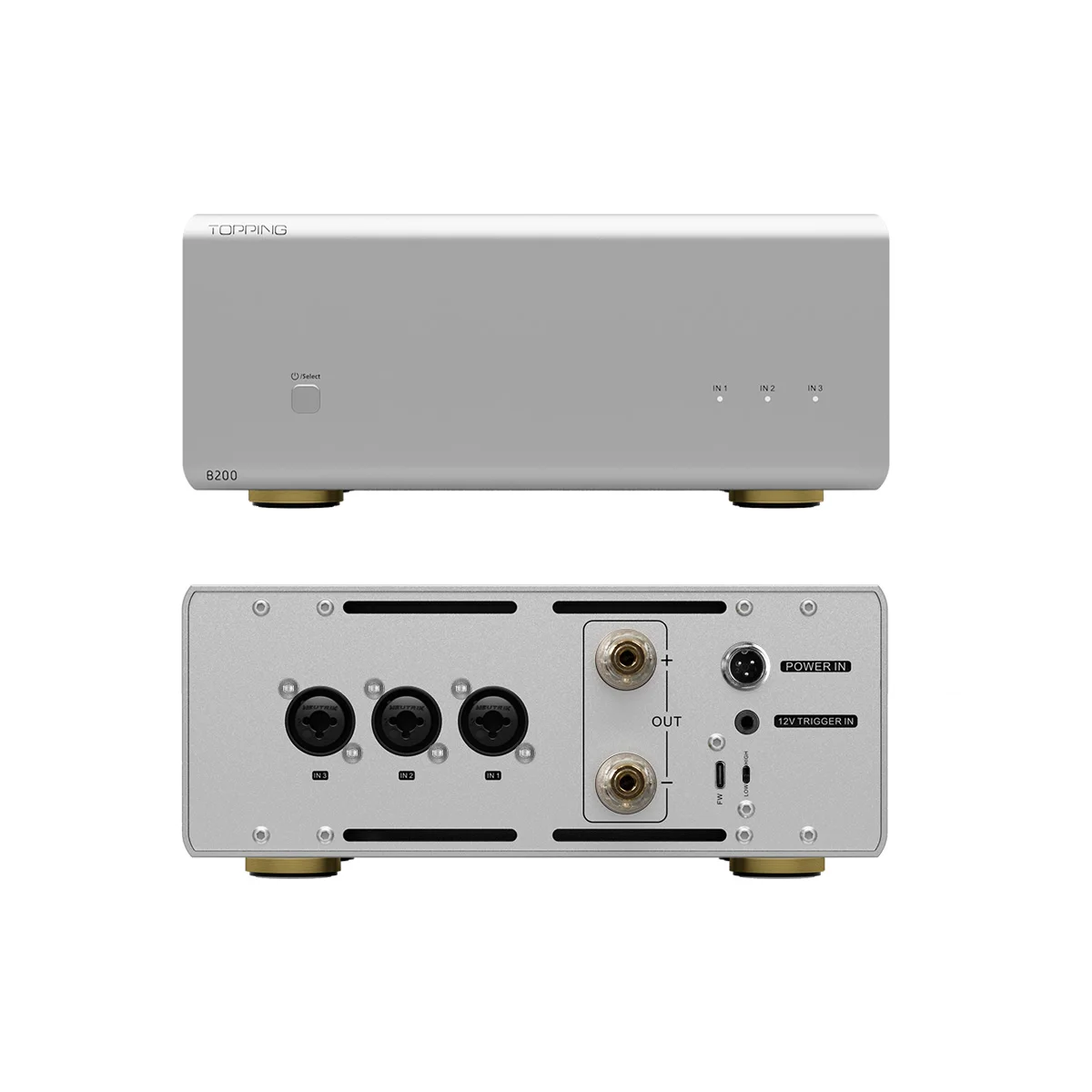 TOPPING B200 mono pure power amplifier SNR DNR 145dB Three sets of XLR/TRS balanced inputs Two sets of gain settings Headphone Amplifier