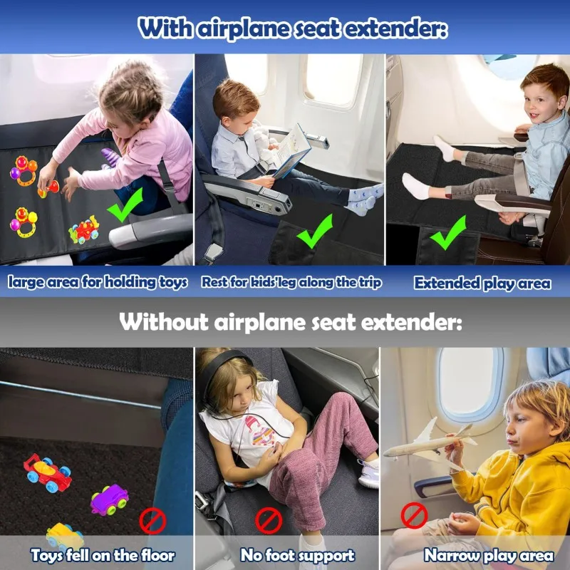 Children Travel Airplane Bed Portable Toddler Airplane Footrest Seat Extender for Kids Baby Car Seat Extender Leg Rest Hammock