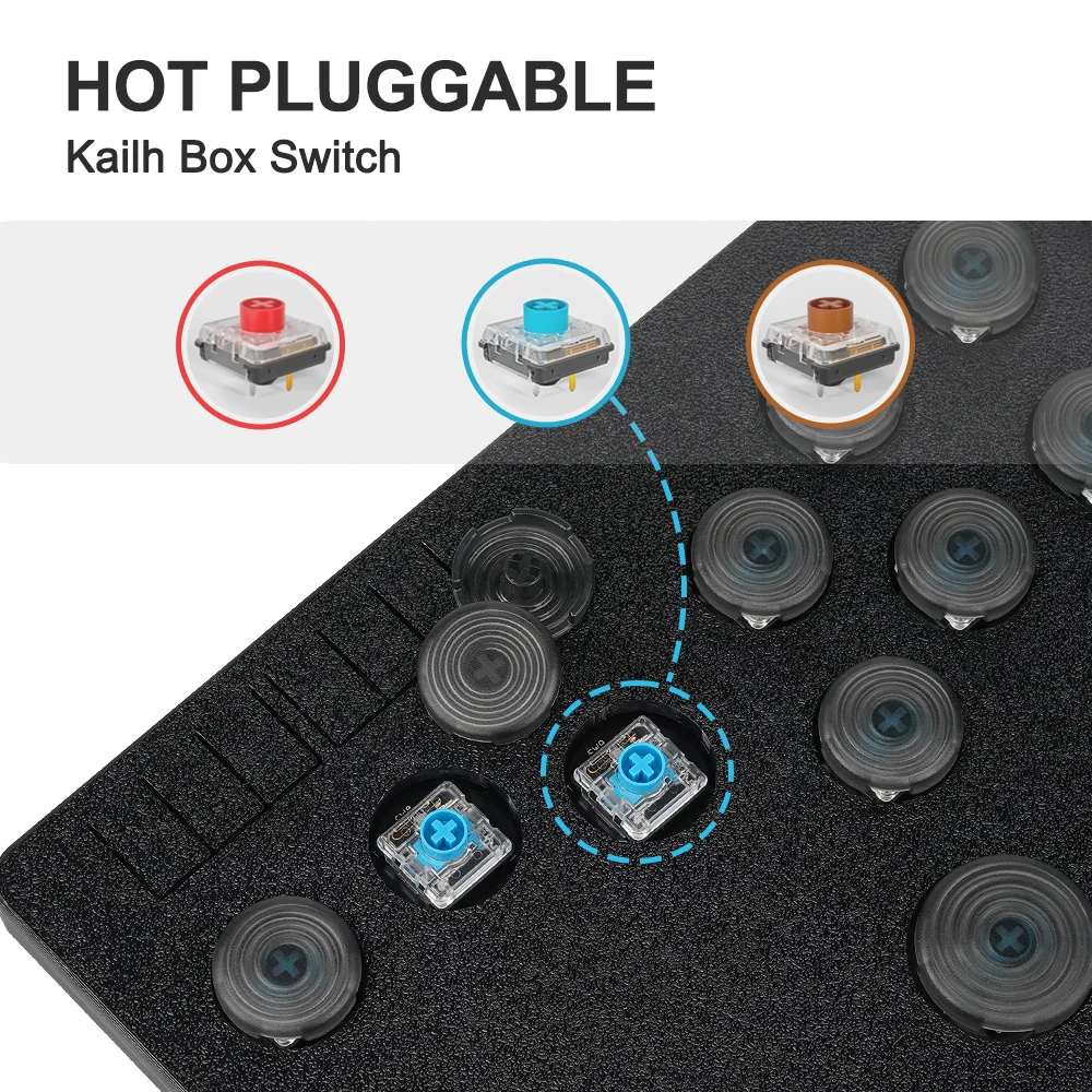 Flatbox Originale Arcade Fight Stick Mini Hitbox Hot Swap Kailh Switch Arcade Stick Controller Pico Gp2040-Ce Per Pc/Ps4/Switch