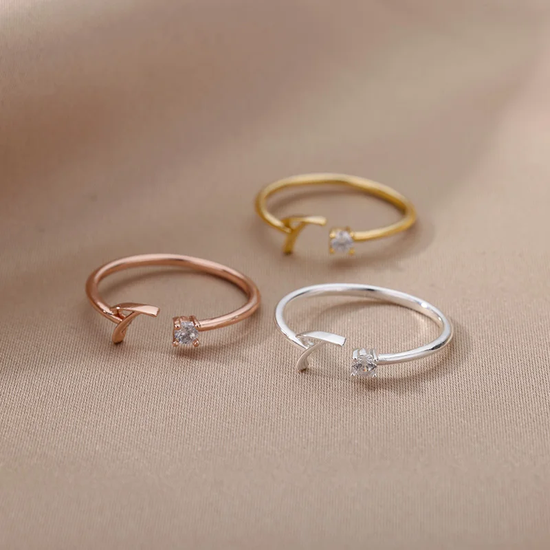 Finger Ring Cute A-Z 26 Letters Initial Name Rings for Women Adjustable Finger Alphabets Wedding Jewelry Gift
