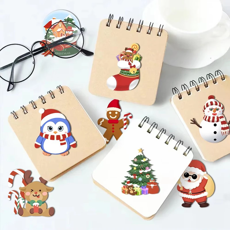 8/16/24pcs Cute Christmas Puzzle Stickers Make a Face Kids DIY Toys Assemble Sticker Games Xmas Party Favors 2025 New Year Gift