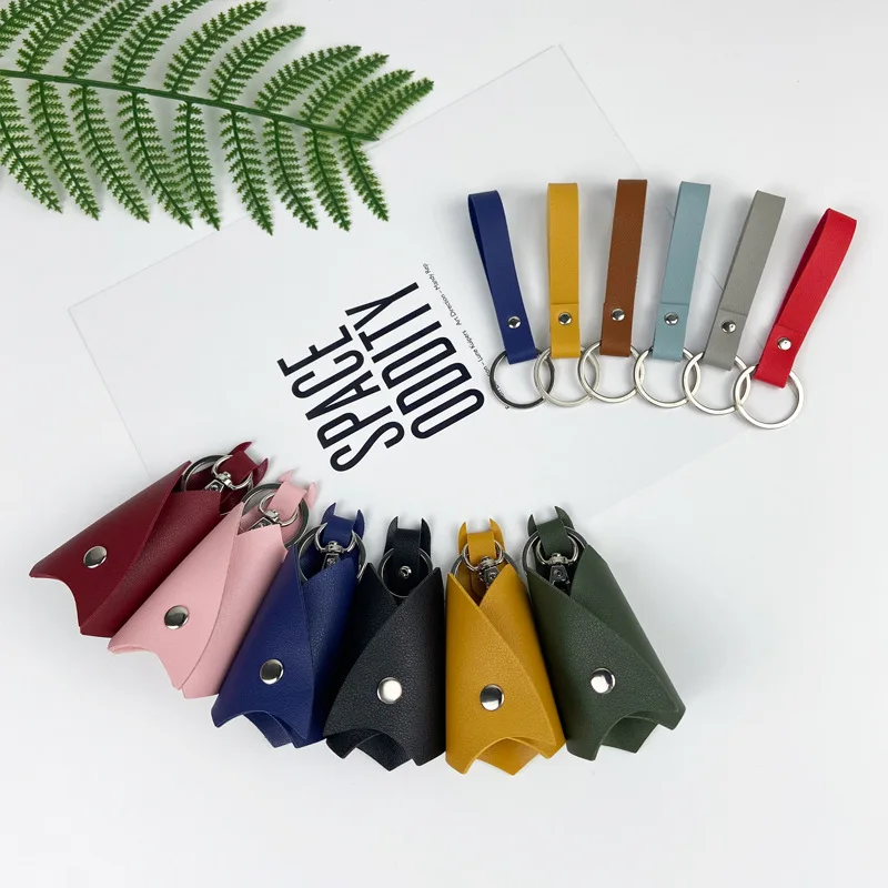 Initials Bat Shaped Key chain PU Leather Car Key Wallet Windbreaker Shape Protective Cover ring