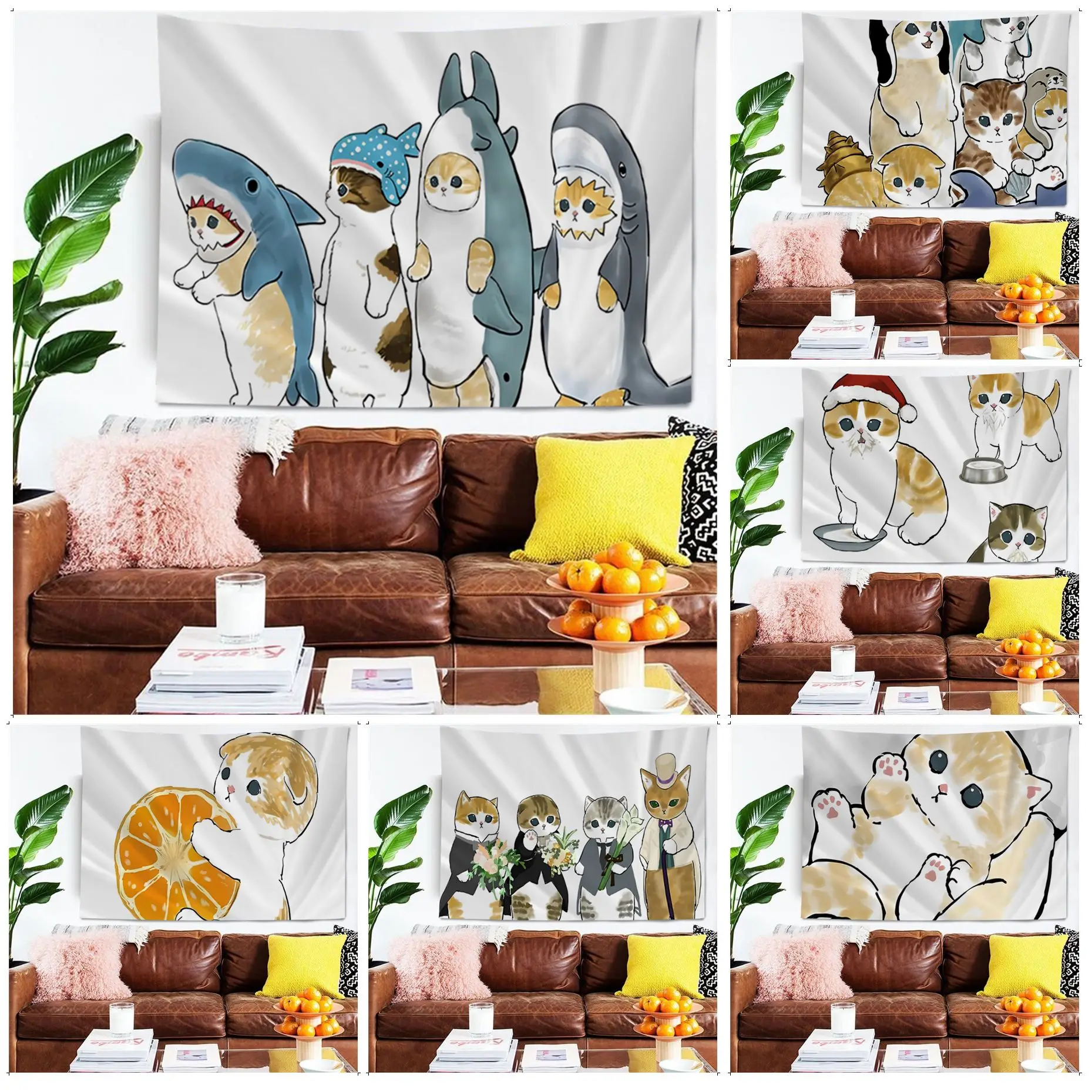 

Cartoon Cat Wall Tapestry Wall Hanging Decoration Household Kawaii Room Decor