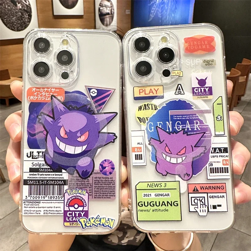 Custodia Di Ricarica Wireless Magnetica Magsafe Per Iphone 15 14 13 12 11 Pro Max Mini Xs Xr 8 7 Plus Se 2020 Pokemon Gengar Cover Funda