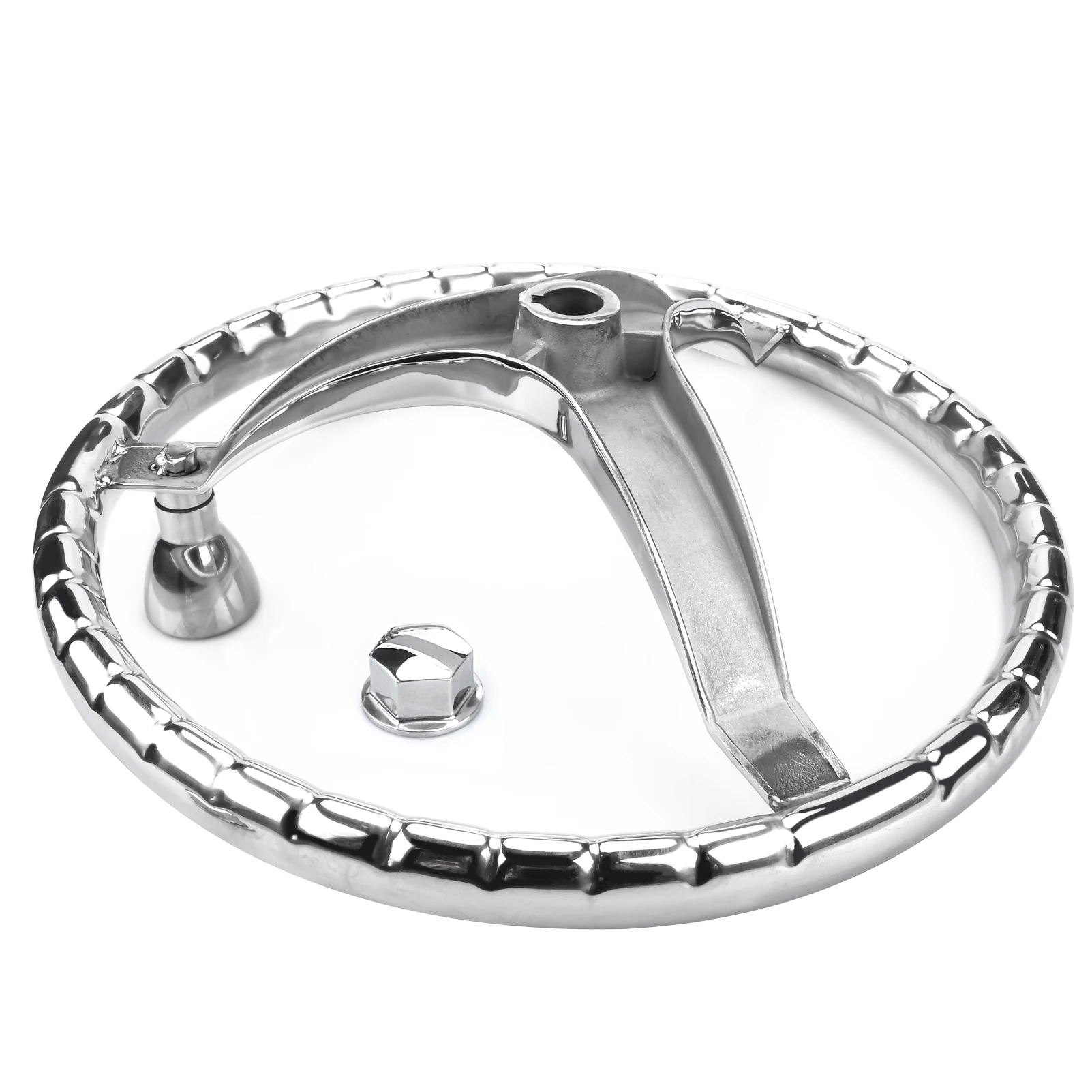 13.5 Inch Mirror Polished Stainless Steel Steering Wheel Boat with Control Knob Yacht Boat Accessories