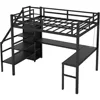 Full Size Gaming Loft Bed with L-Shaped Desk, LED and Charging Station,Wardrobe and Adjustable Shelf for Kids Teens Adults,Black 5