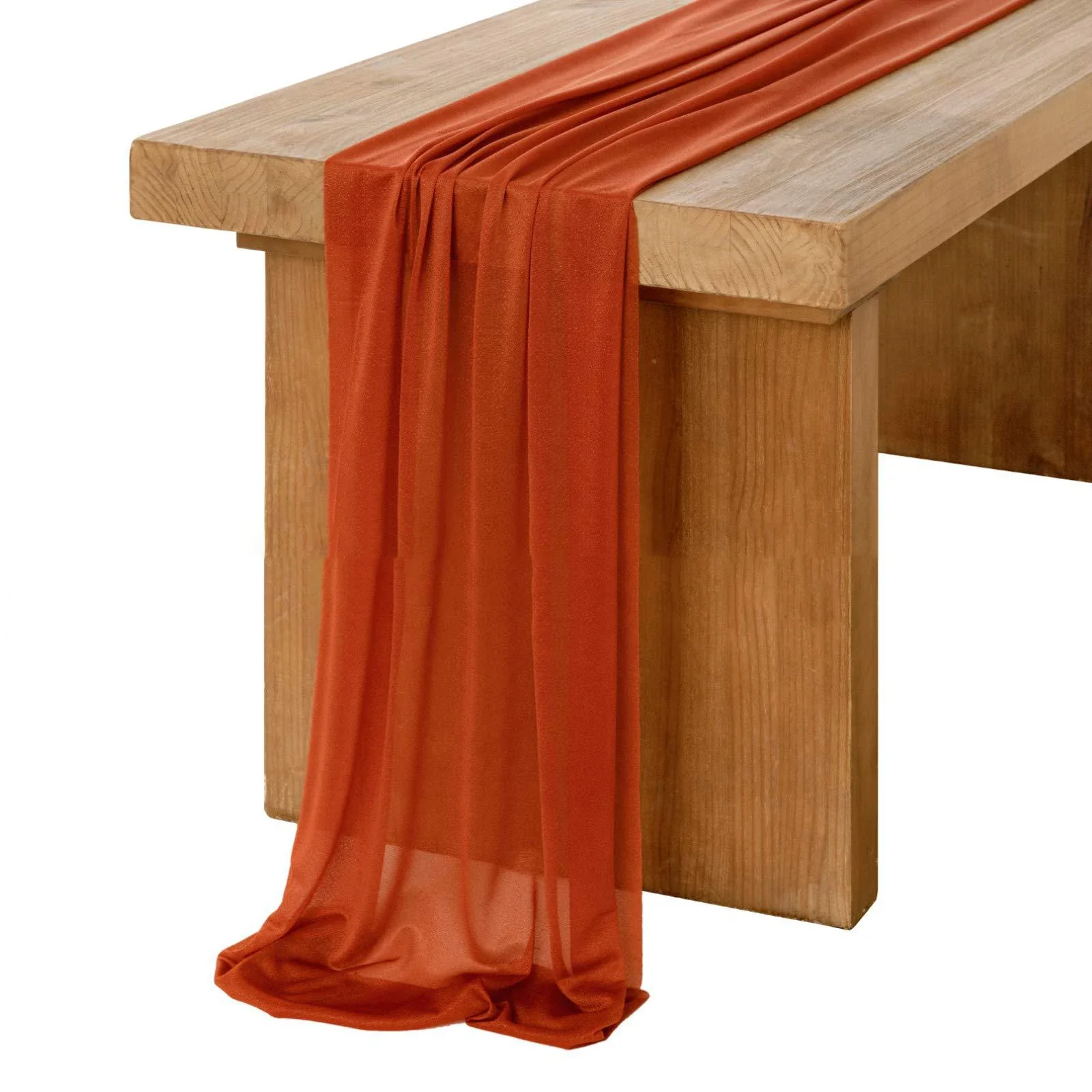 Thin Chiffon Beige Table Runner Table Setting Semi-Sheer Dining Vintage Wedding Party Christmas Banquets Arches Cake Decor 5