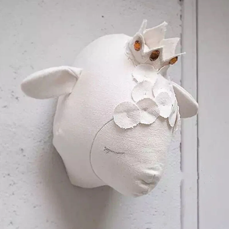 Handmade Felt Animals Head 3D Stuffed Animal Heads Elephant Swan Head Wall Hanging Decor For Nursery Children Bedroom Decoration plush doll anime plush doll