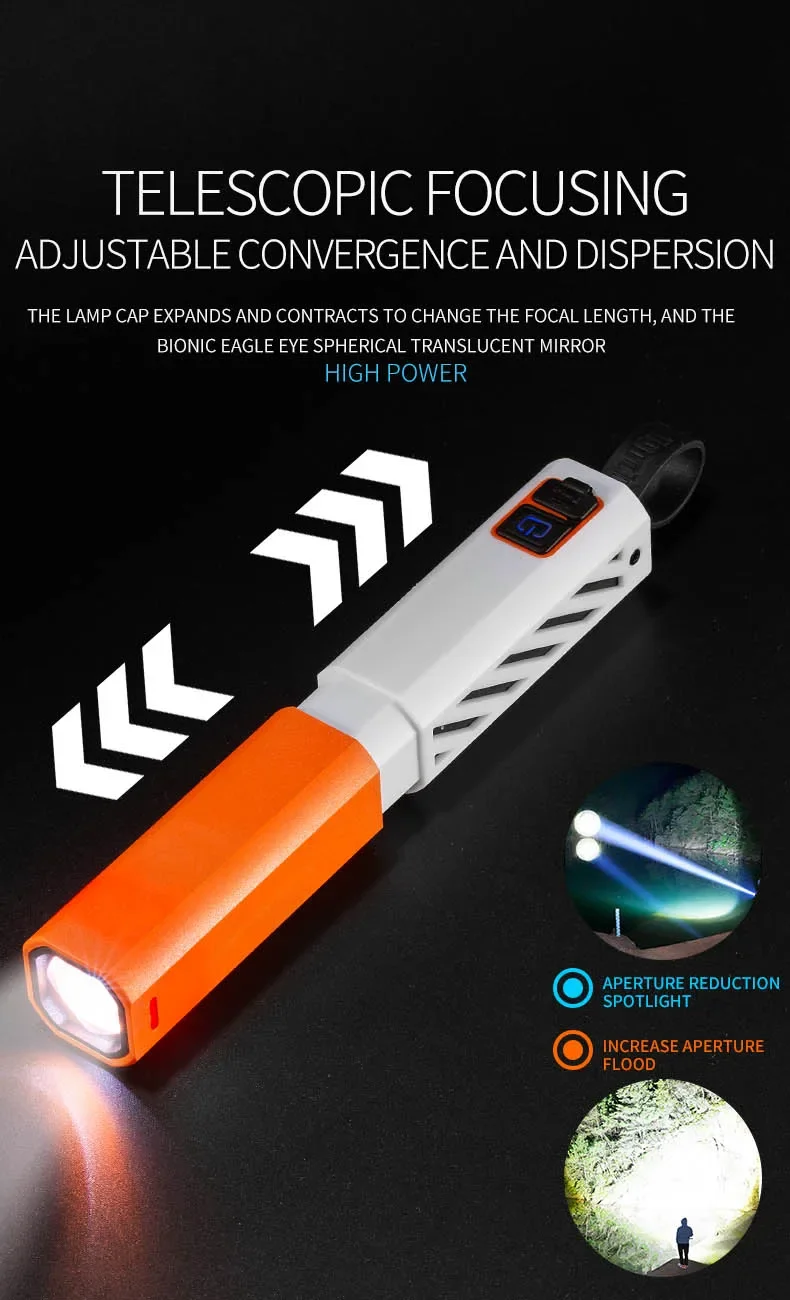 Description Picture 5 of itemHigh Strong Power Zoom Led Flashlights 18650 Battery Tactical Torch Light USB Charging Camping Fishing Emergency Zoom Lantern