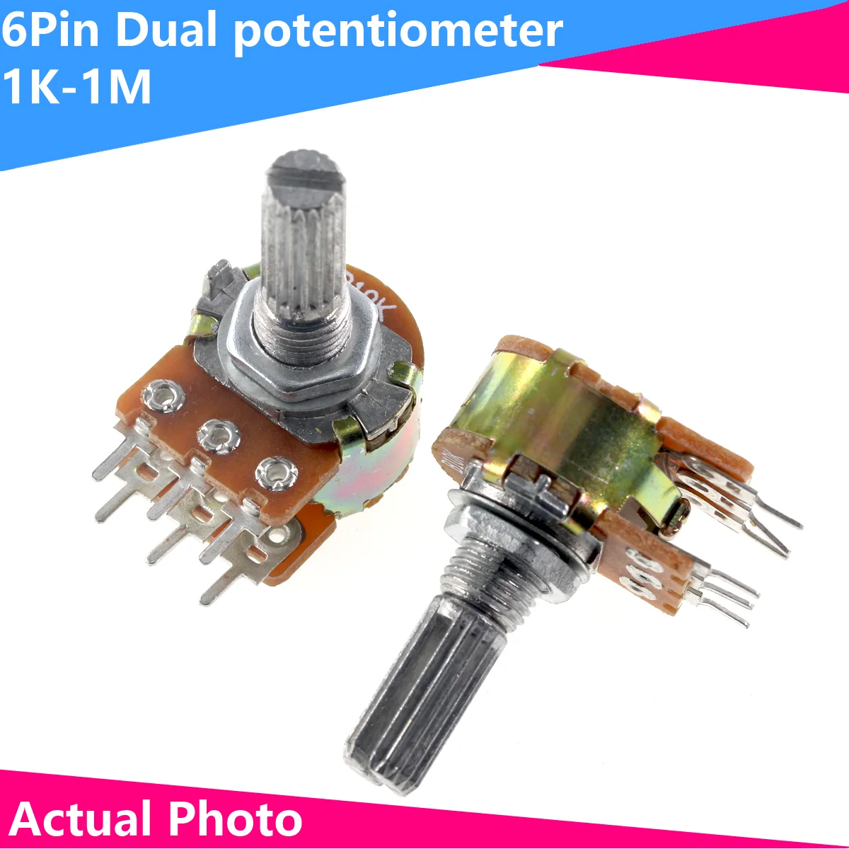 5PCS WH148 6Pin 20mm Potentiometer B1K B5K B10K B20K B50K B100K B500K 1K 5K 10K 20K 50K 100K 500K New 5pcs wh148 b1k b2k b5k b10k b20k b50k b100k b500k 6pin 20mm amplifier dual stereo potentiometer 1k 2k 5k 10k 50k 100k 500k