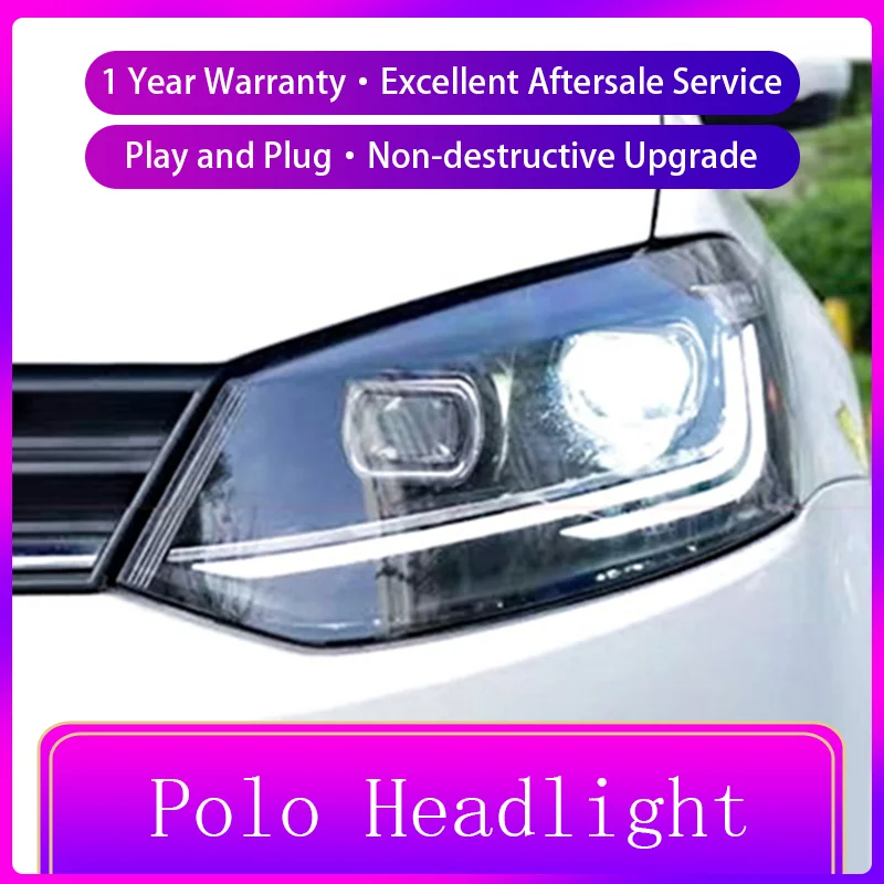 

Аксессуары для автомобилей Volkswagen VW Polo 2011-2023, передняя зеркальная фара, передняя фара DRL, обновление сигнала поворота автомобиля, искусственная фара автомобиля