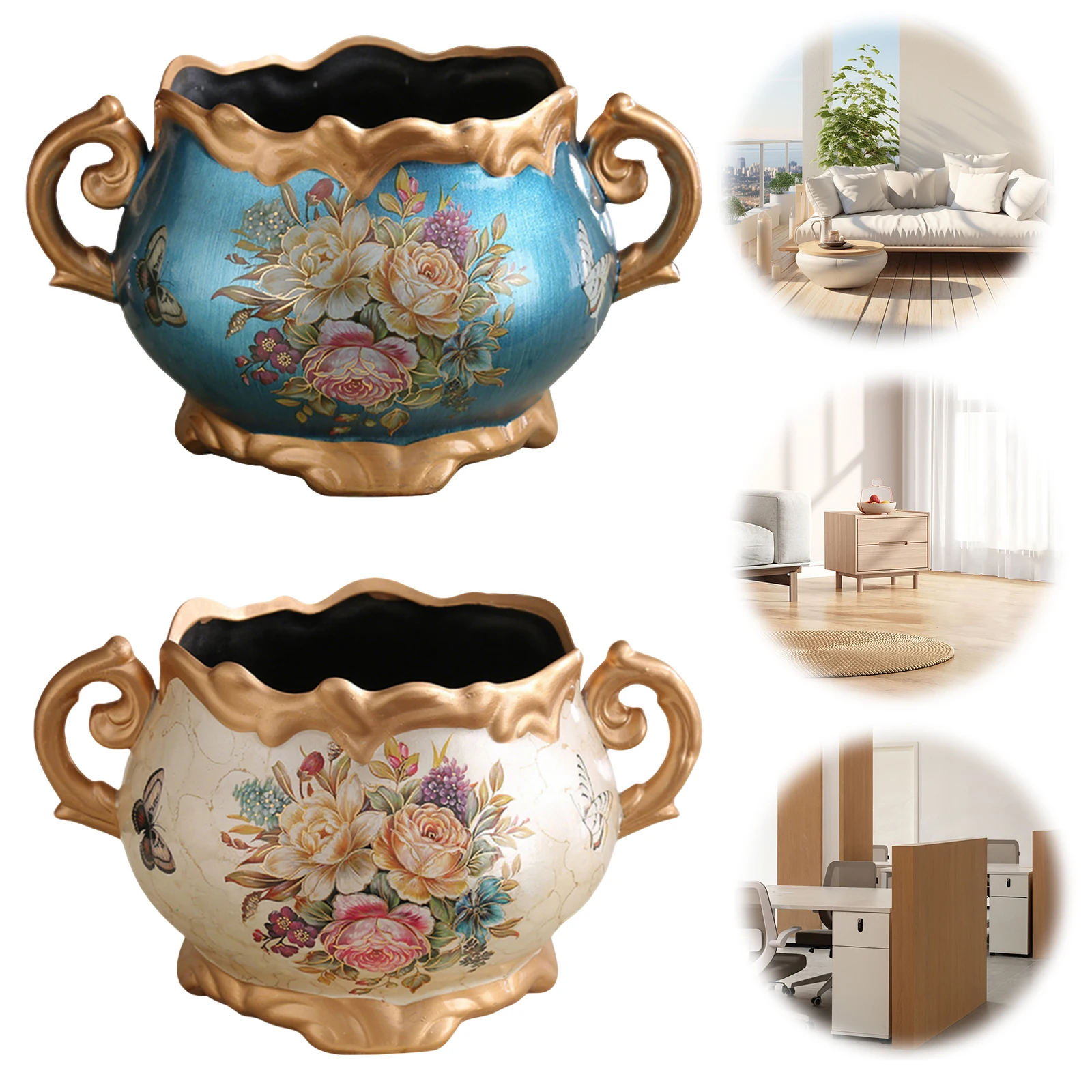 Ceramic Retro Vase with Handle for Home Decor