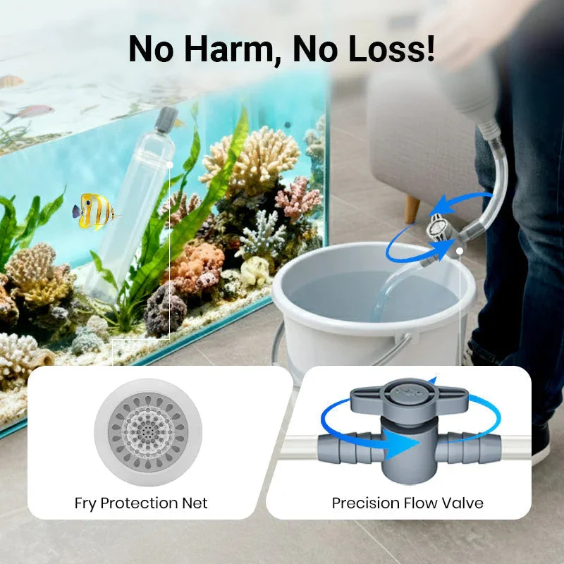 Manual Semi Aquarium Siphon Vacuum Cleaner Fish Tank Water Changer Manual Water Changer Semi-Automatic Aquarium Pump Cleaner