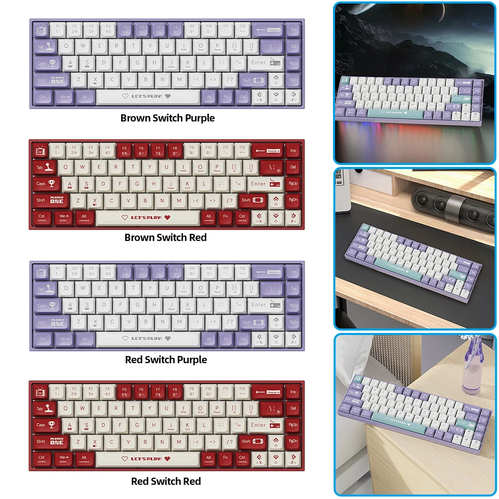 RGB 백라이트 기계식 게이밍 키보드, Windows 노트북 및 PC 게이머용 USB 유선 키보드, 68 키