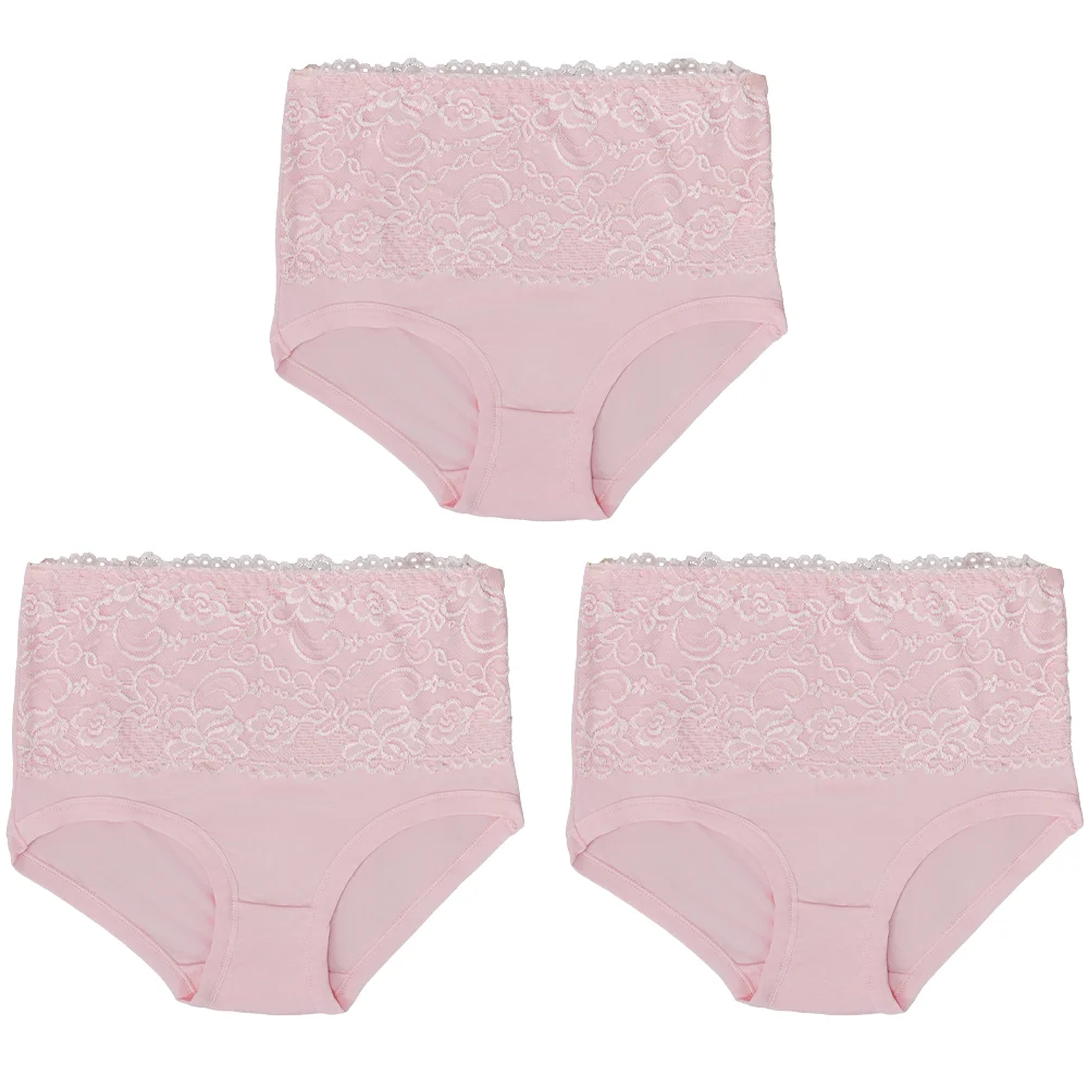 3Pcs Women's Panties Lace Triangle Panties Woman High Waist Plus Fat Plus Size Soft Comfortable and Breathable Female Underwear