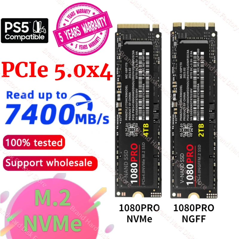 

Original NVME M2 1080 PRO SSD 1TB 2TB 4TB 8TB PCIe Gen 5.0 2280 NGFF Hard Disk Internal Solid State for PlayStation 5 Laptop ps5