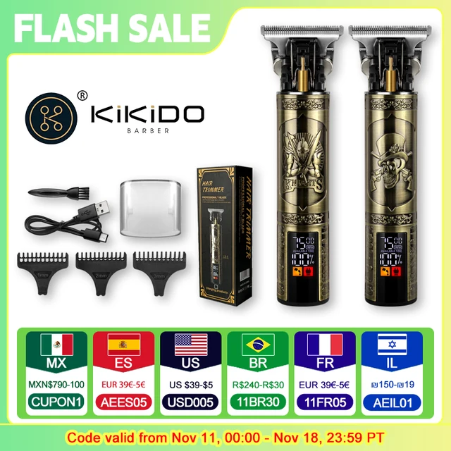 KIKIDO Professional Haircut Machine 0MM Vintage Skull Beard Trimmer