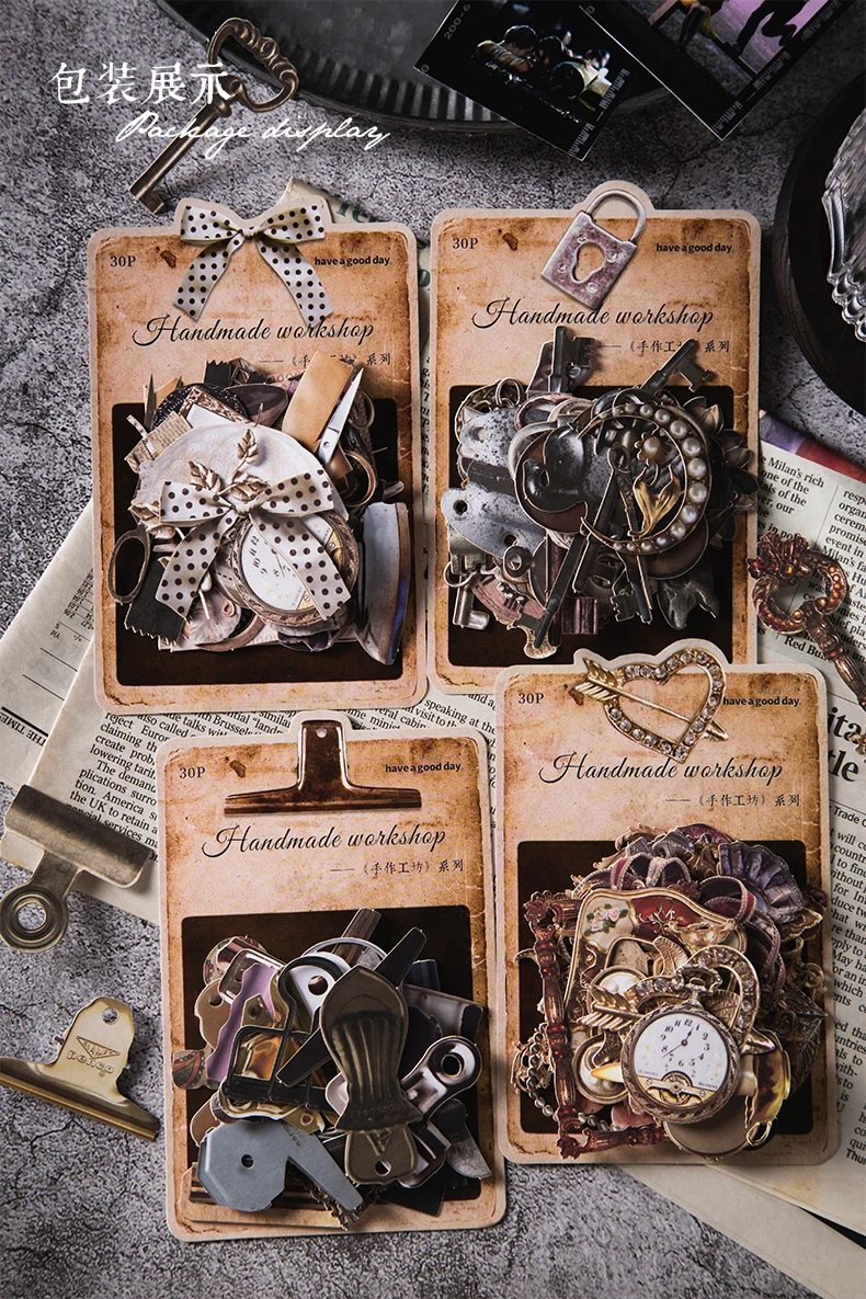 30 Stück Dekor Scrapbook Vintage Materialien Papier Leben Kleine Dinge DIY Junk Journal Collage Fotoalbum Retro Hintergrundpapier – Detail 3