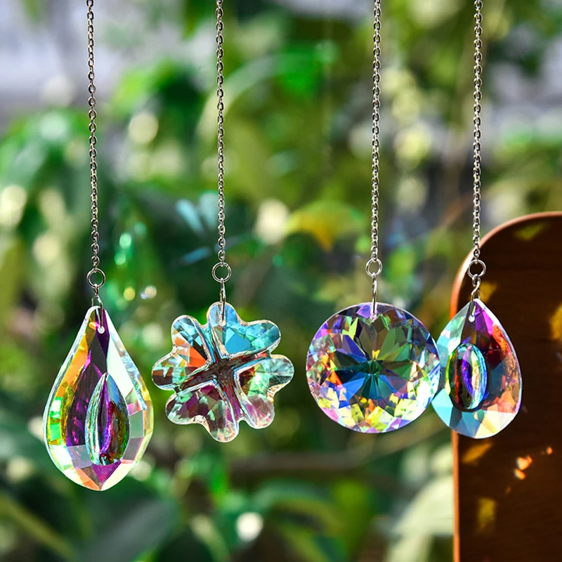Butterfly Wind Chime Crystal Suncatcher Diamond Hanging Pendants Creative Sun Catcher Chaser Ornament Home Window Garden Decor