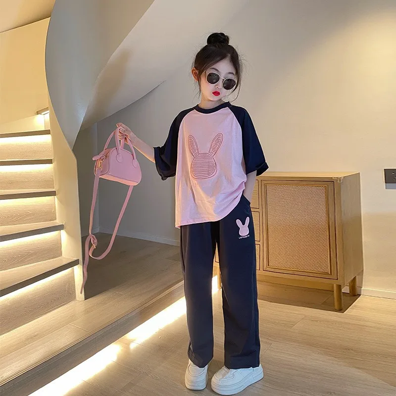 بدلة رياضية قصيرة للفتيات ، تيشيرت غير رسمي للأطفال ، موديلات صيفية ، فتاة كبيرة على الطراز الأجنبي ، جديد ، بأكمام 2