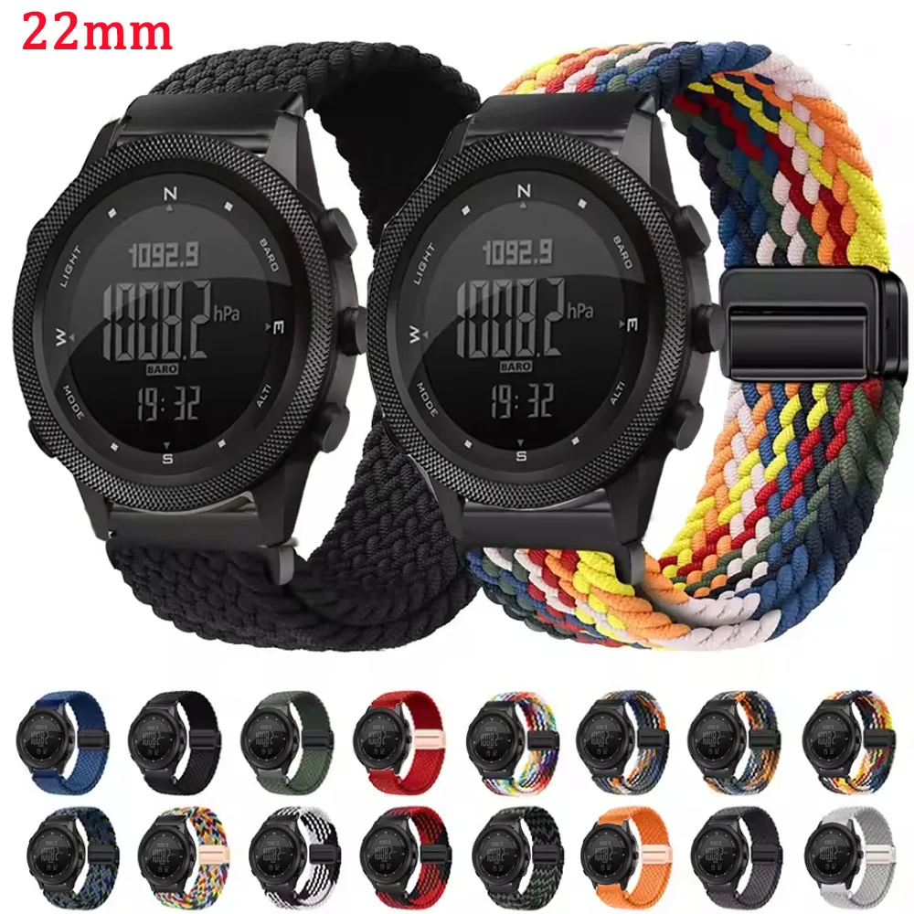 Magnetic Braided Solo Loop Nylon Strap - Breathable Wristband Accessory, 22mm