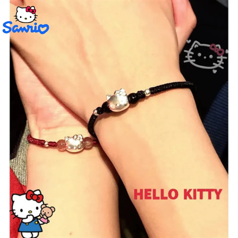 

Y2k Sanrioed HelloKittys Bracelet Kawaii Pendant Bracelet Cartoon Couple Woven Jewelry Jewelry Girl Birthday Christmas Gift New