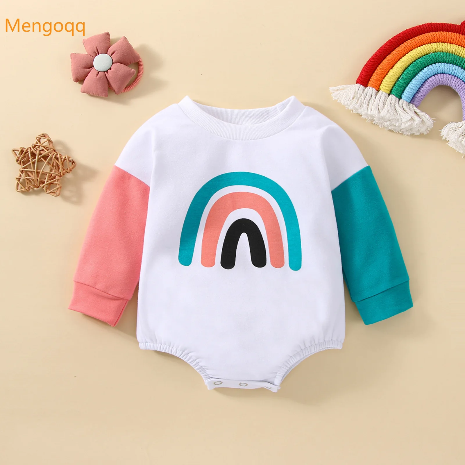 Mengoqq Newborn Kids Boys Girls Autumn Spring Full Sleeve Patchwork