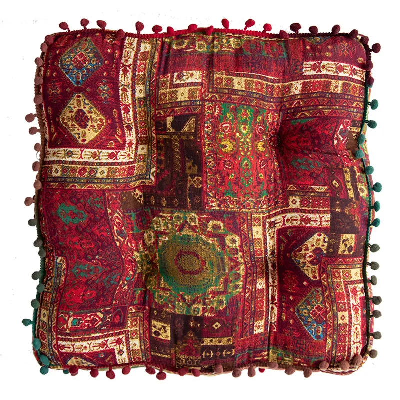 Ethnic Style Square Seat Cushion Household Bedroom Balcony Collapsed Rice Floor Cushion Thickened Bay Window Windowsill Cushion 5