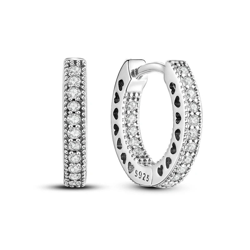 2022 Charm Double Hoop Earrings 925 Silver Sparkling Pave Stud Earring Gift For Women Engagement Jewelry Anniversary