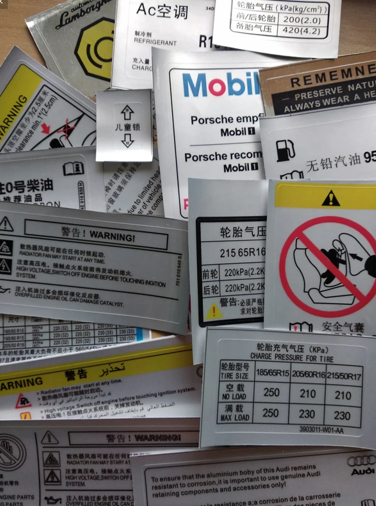 

Car Styling Decal Automotive Repair Pressure Airbag Charge Level Voltage Fuel Engine Air Conditioner System Stickers 10